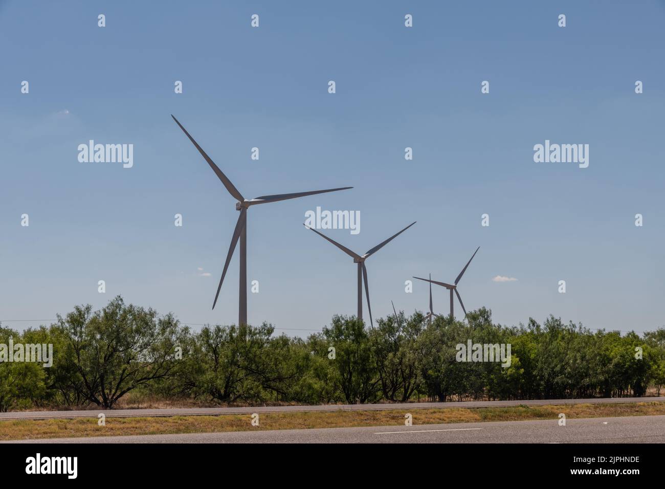 Modern west Texas vista in the summer with wind turbines in the desert Stock Photo Alamy
