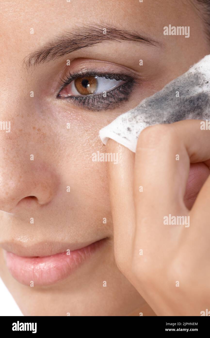 removing, facial care, removing make up, eye make up, nahmaufnahme