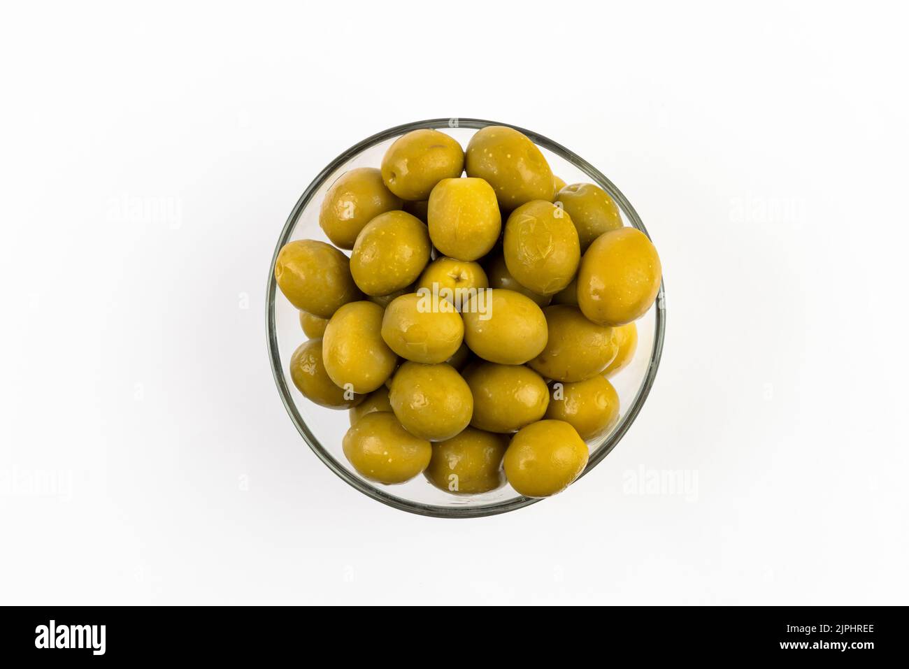 Appetizing green olives  on white background. Stock Photo