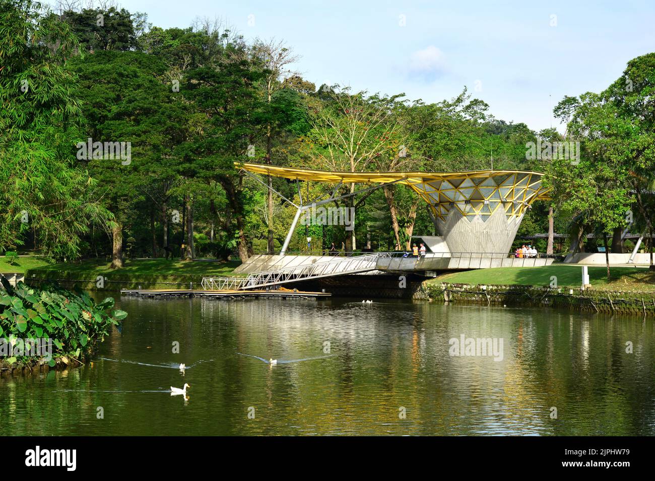 Visitors enjoying the Architecture and nature at the Perdana Botanical Gardens. Kuala Lumpur, Malaysia Stock Photo