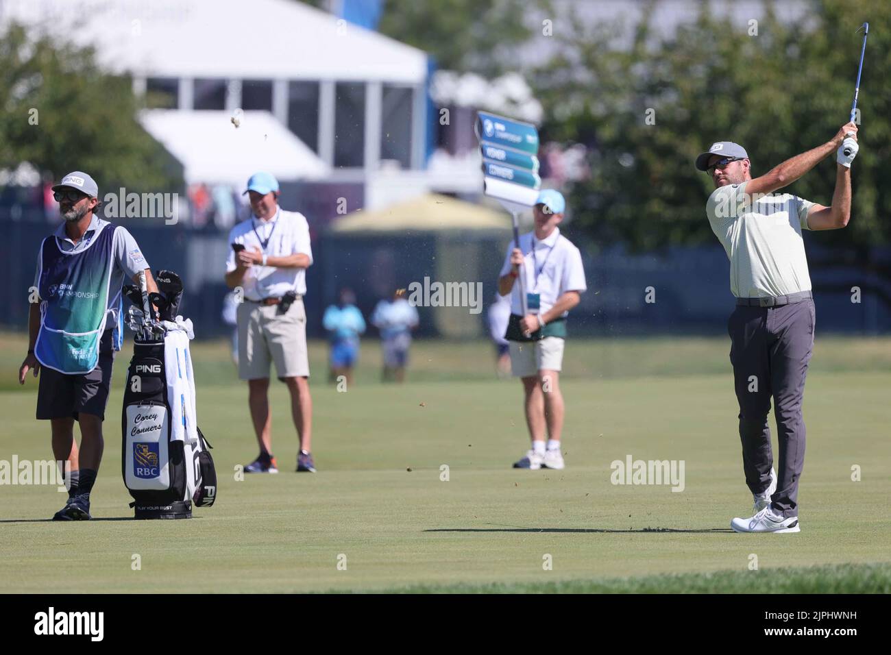 Wilmington, DE, USA. 18th Aug, 2022. Golfer COREY CONNERS plays a shot during the BMW Championship Thursday, Aug 18, 2022, at Wilmington Country Club in Wilmington, Delaware. (Credit Image: © Saquan Stimpson/ZUMA Press Wire) Stock Photo