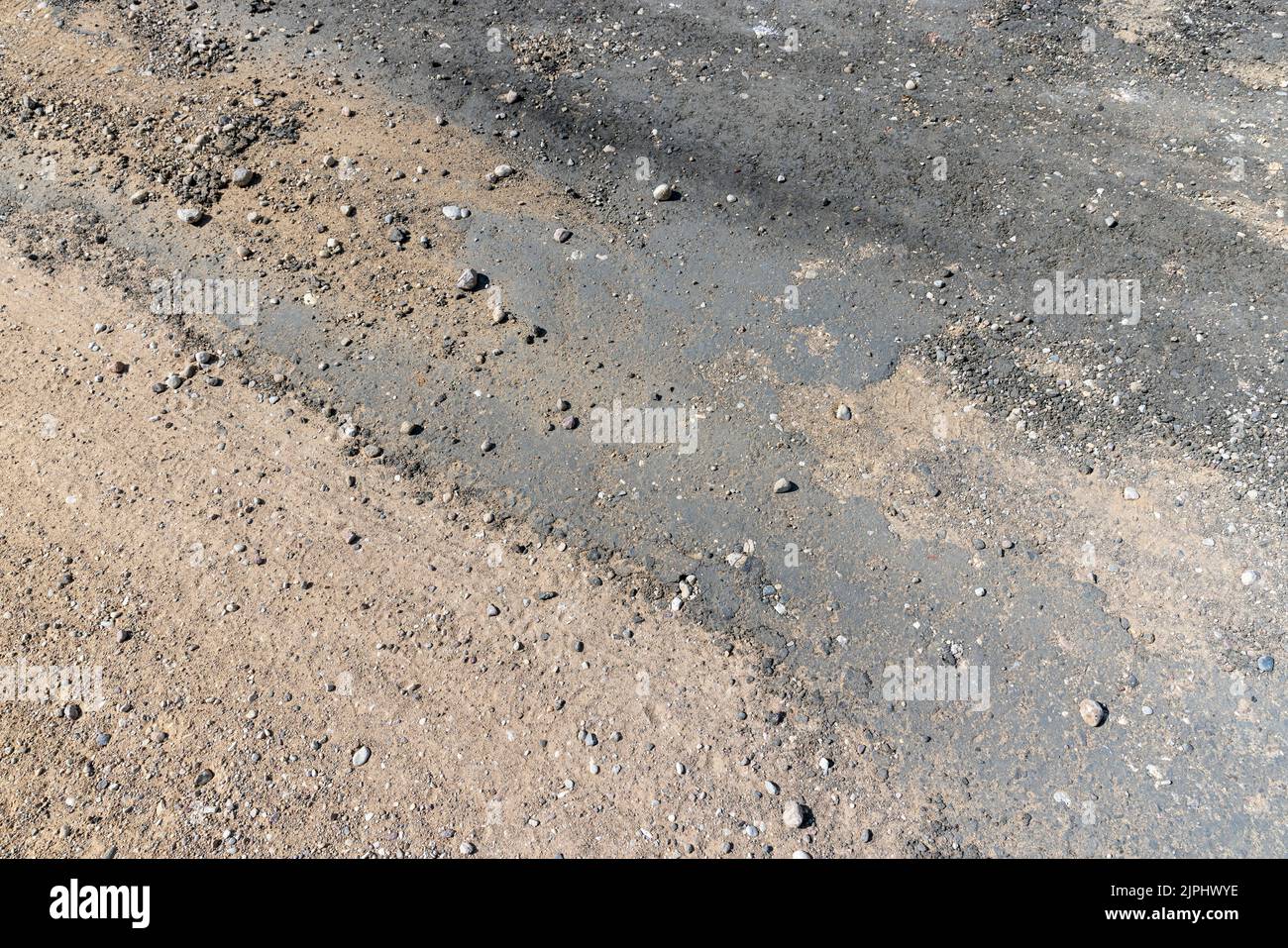paved road for car traffic, construction of a new paved road for