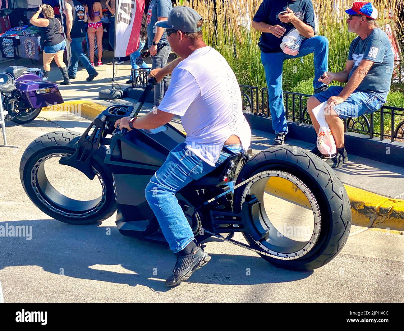 The Sturgis Motorcycle Rally is the largest motorcycle rally in the world. It is held annually in The Black Hills and in Sturgis, South Dakota for 10 Stock Photo