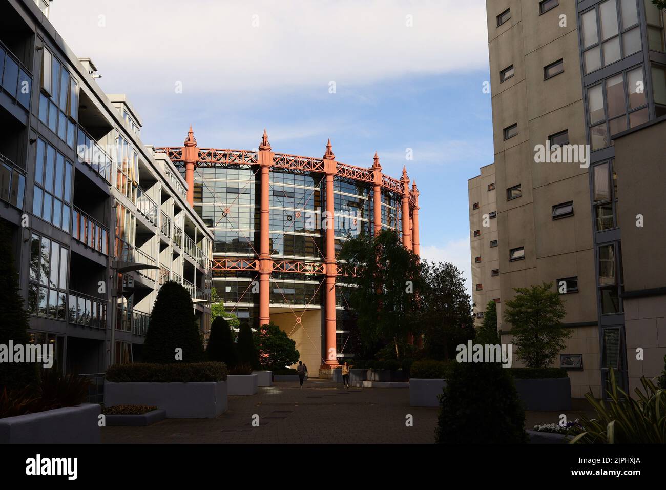 A view of the modern city plaza with the Gasworks apartments in Dublin, Ireland Stock Photo