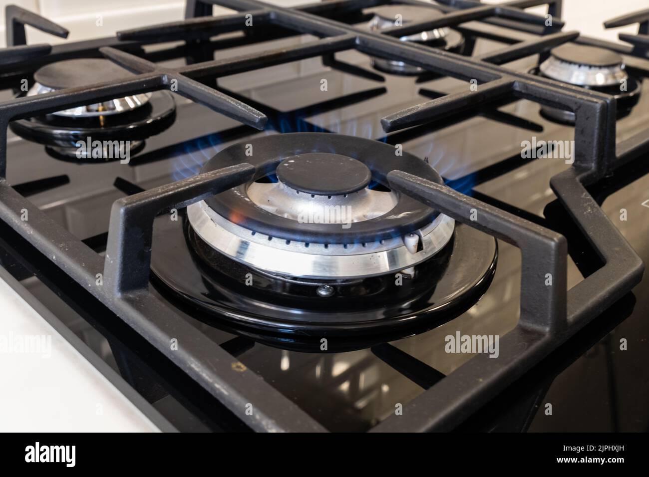 Gas burning in the gas burner of the stove Stock Photo Alamy
