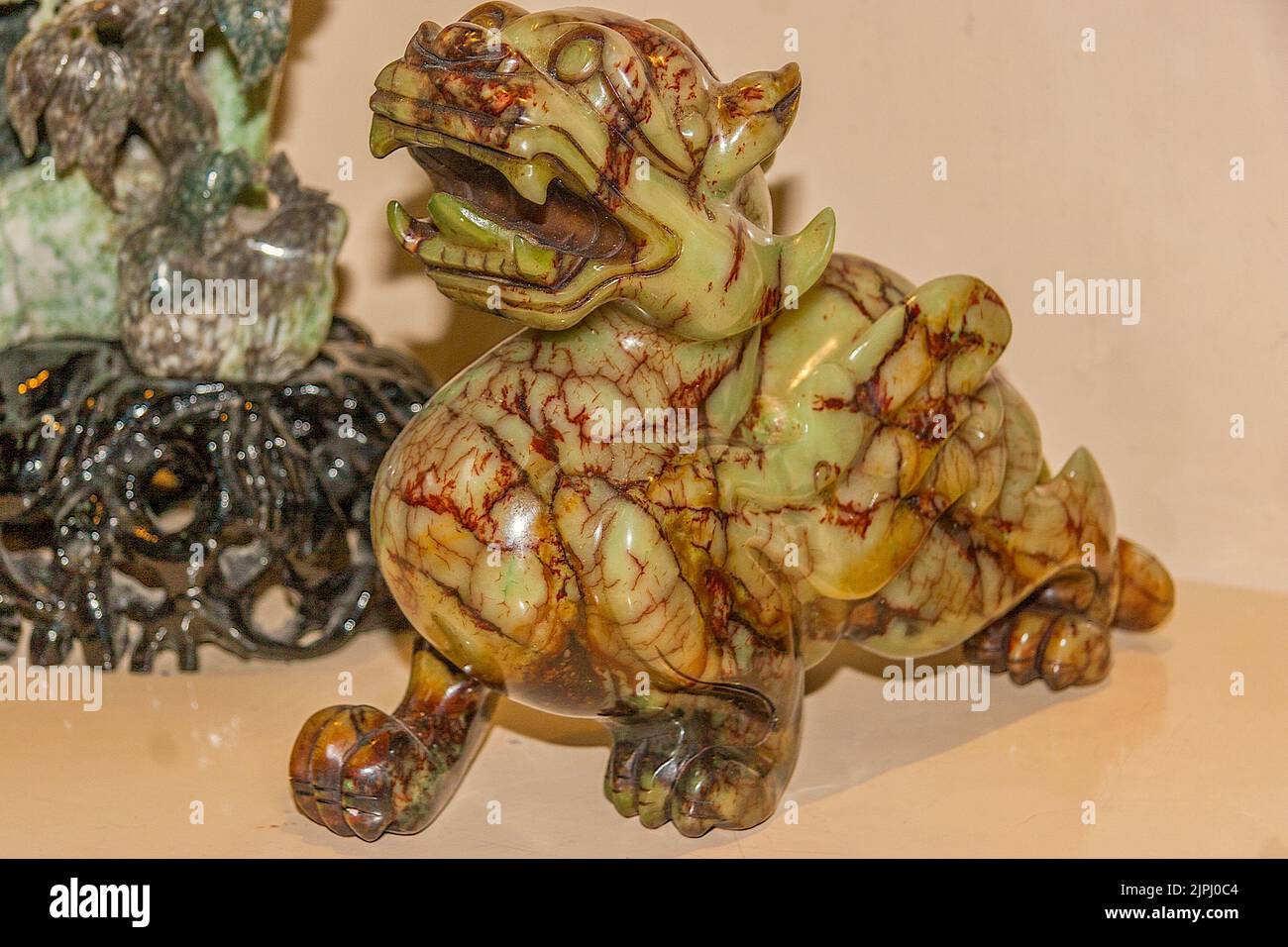 Chinese Dragon, Made From Jade, Shanghai China Stock Photo