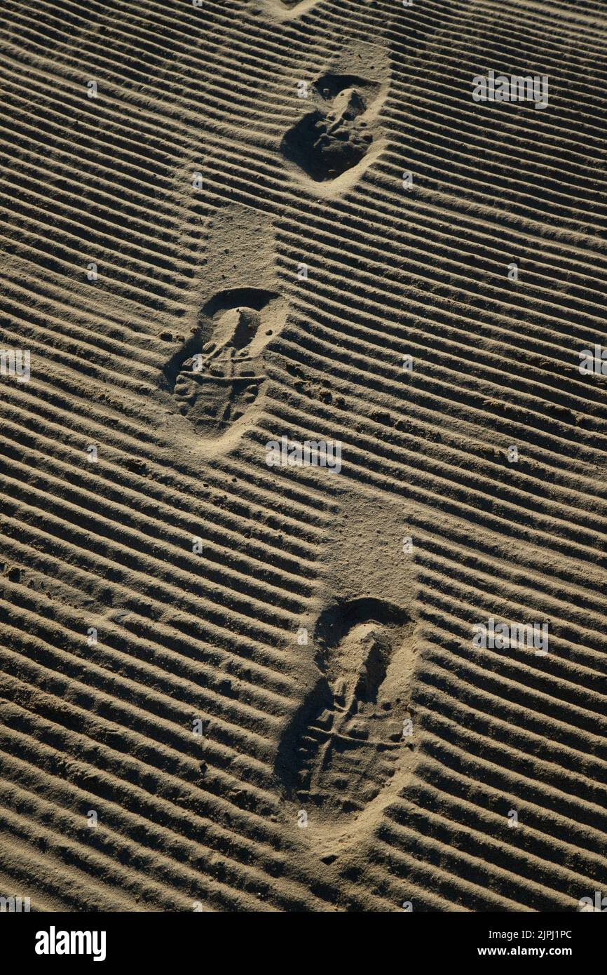 Human footprint on the sandy beach Stock Photo