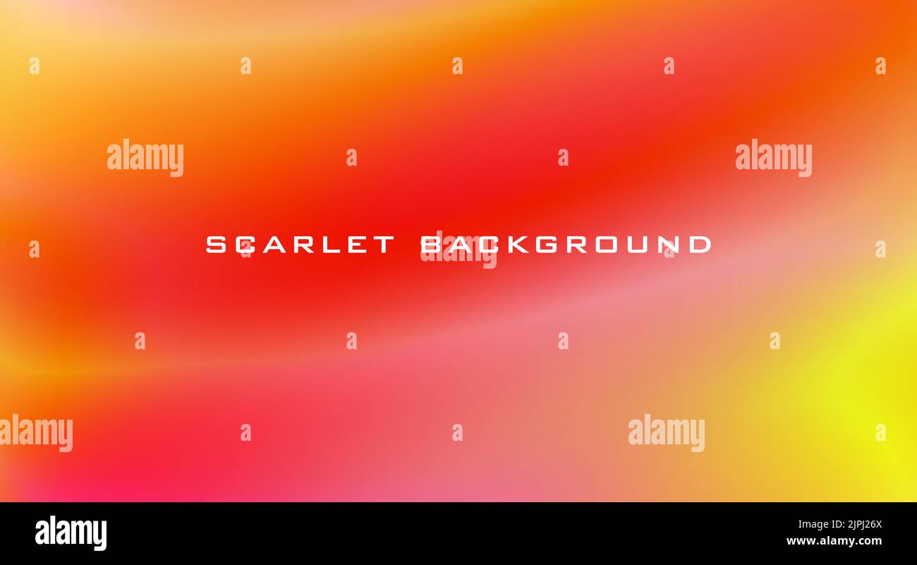 Abstract blurred scarlet background with gradient to yellow orange. Smooth vector graphic pattern Stock Vector