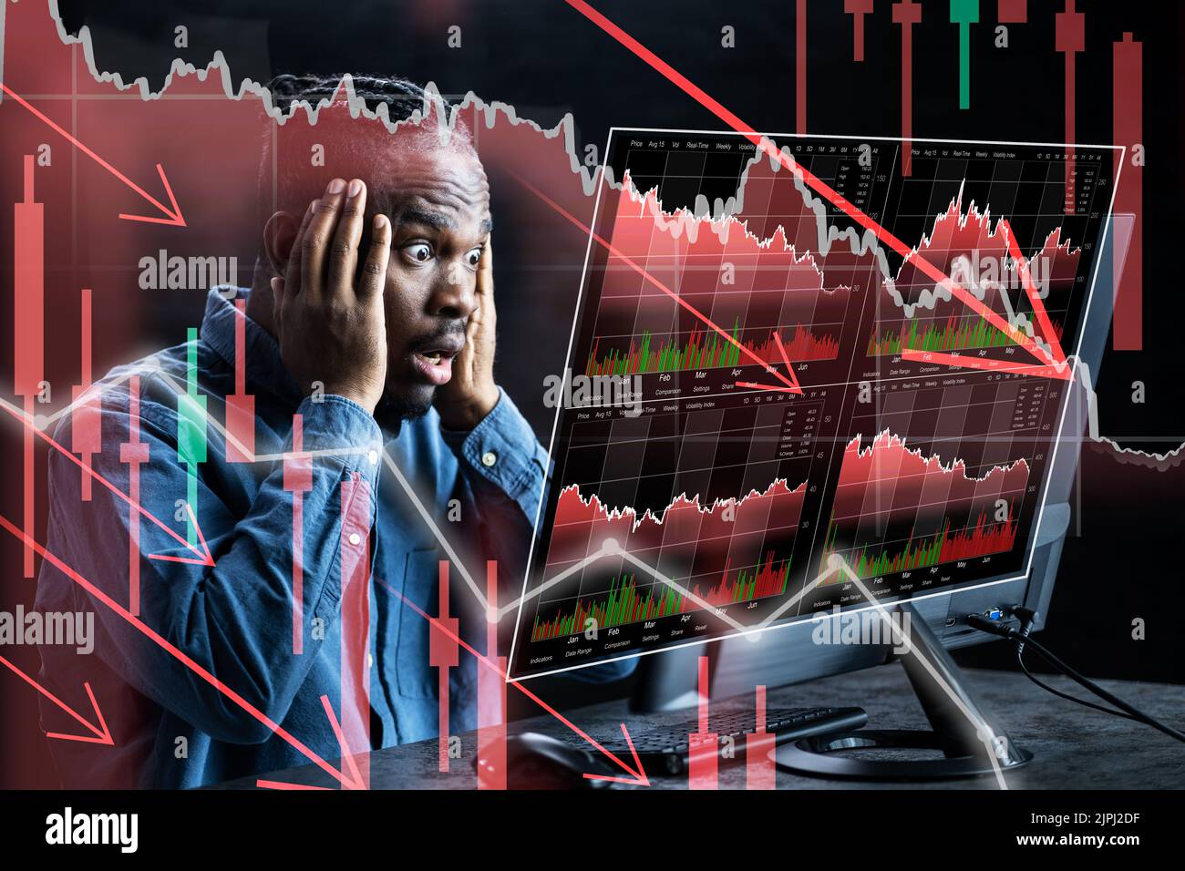 Stock Trade Loss And Insolvency. Plummeting Market Crisis Stock Photo