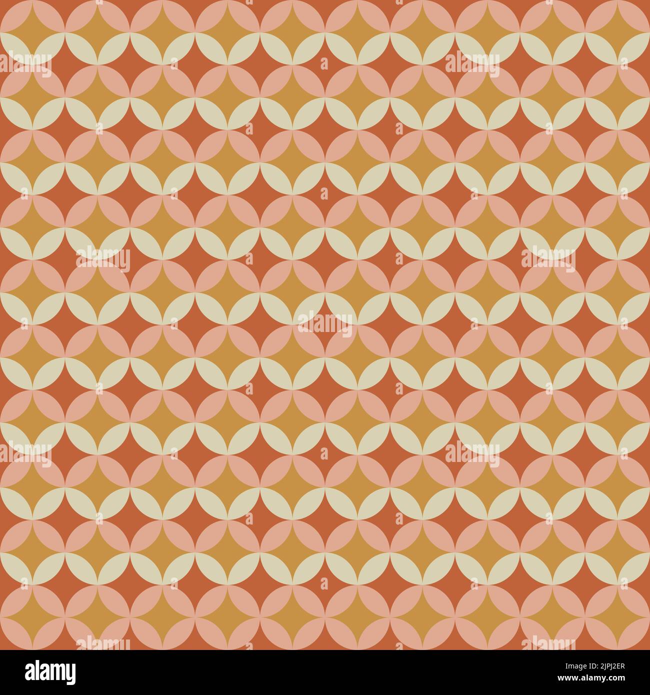 70 s seamless pattern. Retro geometric seamless background in seventies style. Groovy scrapbook paper. Yellow, orange, beige vintage colors vector pat Stock Vector
