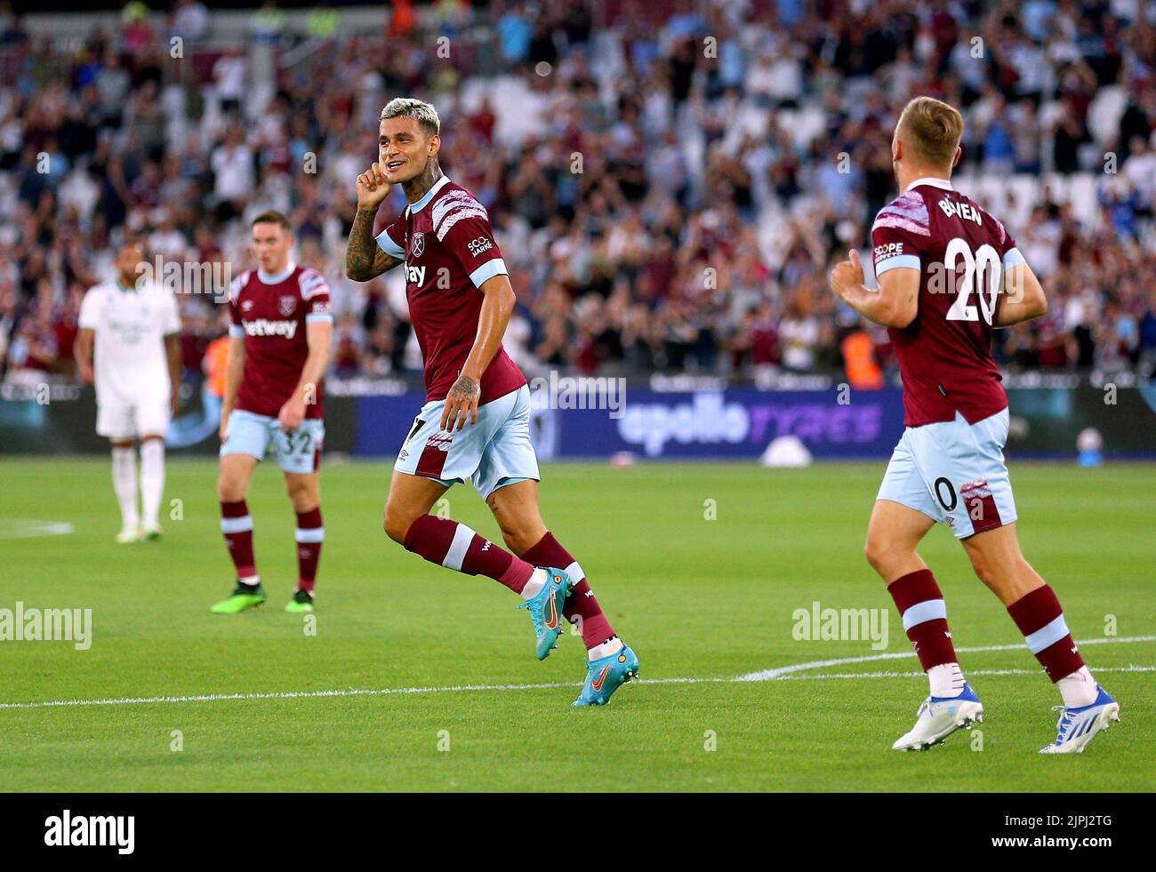 West Ham Uniteds Gianluca Scamacca Celebrates Scoring Their Sides First Goal Of The Game