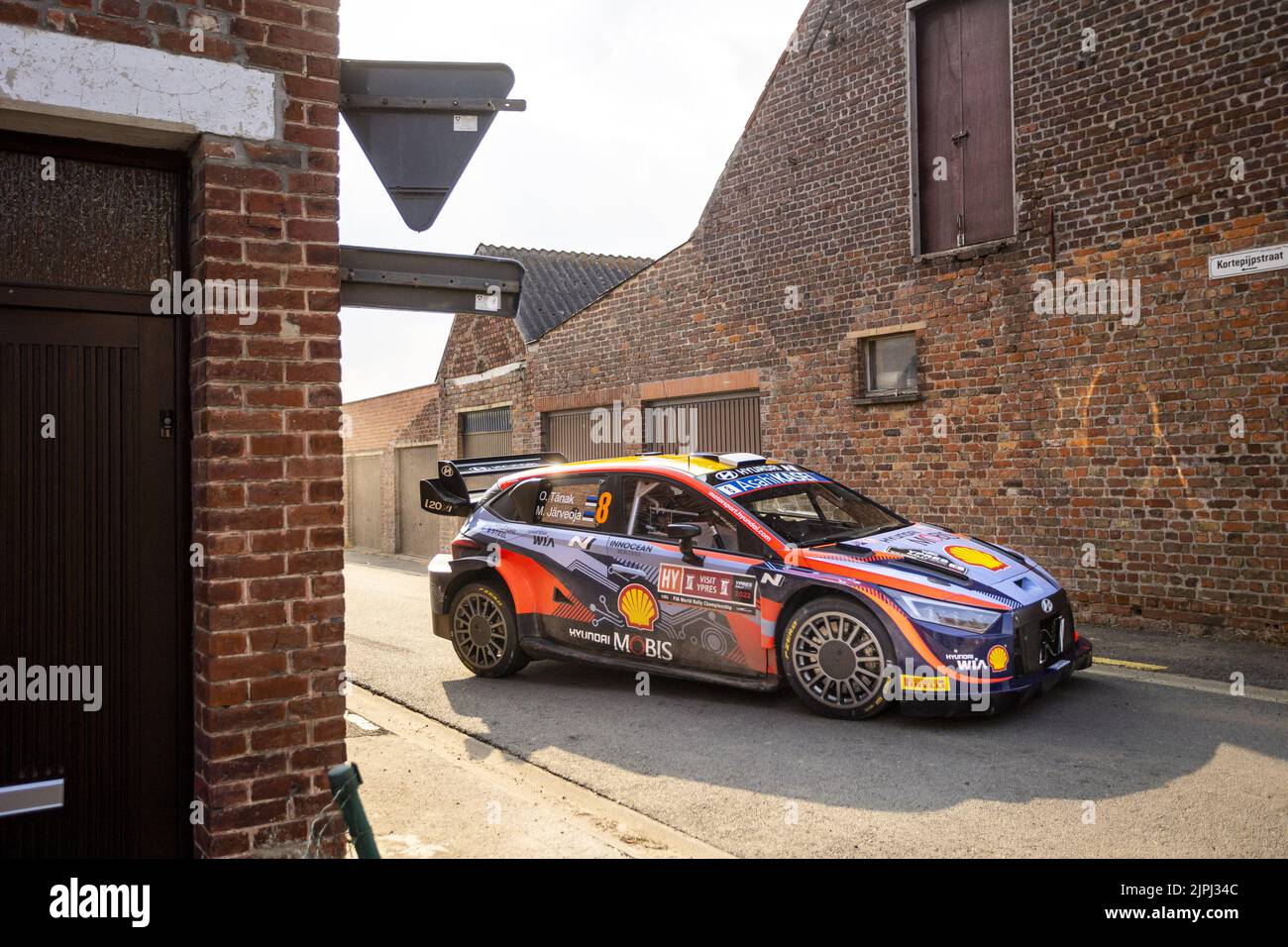 08 TANAK Ott (est), JARVEOJA Martin (est), Hyundai Shell Mobis World Rally Team, Hyundai i20 N Rally 1, action during the Ypres Rally Belgium 2022, 9th round of the 2022 WRC World Rally Car Championship, from August 18 to 21, 2022 at Ypres, Belgium - Photo: Nikos Katikis/DPPI/LiveMedia Credit: Independent Photo Agency/Alamy Live News Stock Photo