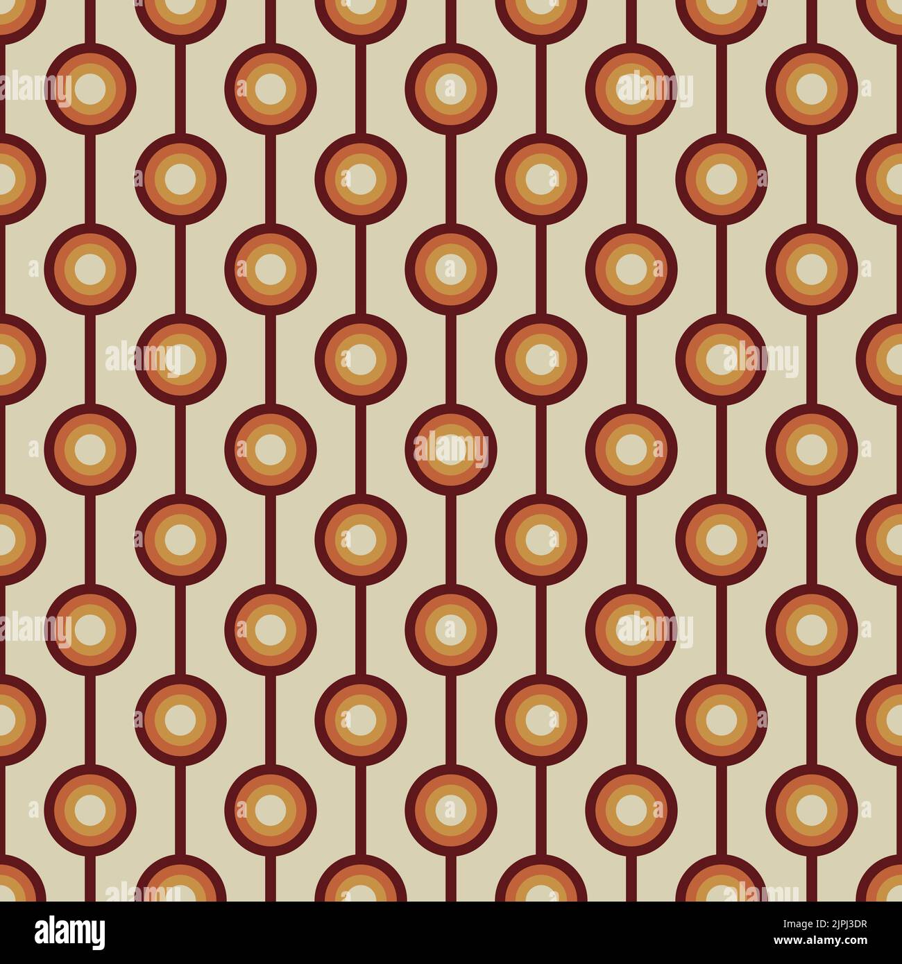 70 s seamless pattern. Retro geometric seamless background in seventies style. Groovy scrapbook paper. Yellow, orange, brown vintage colors vector pat Stock Vector