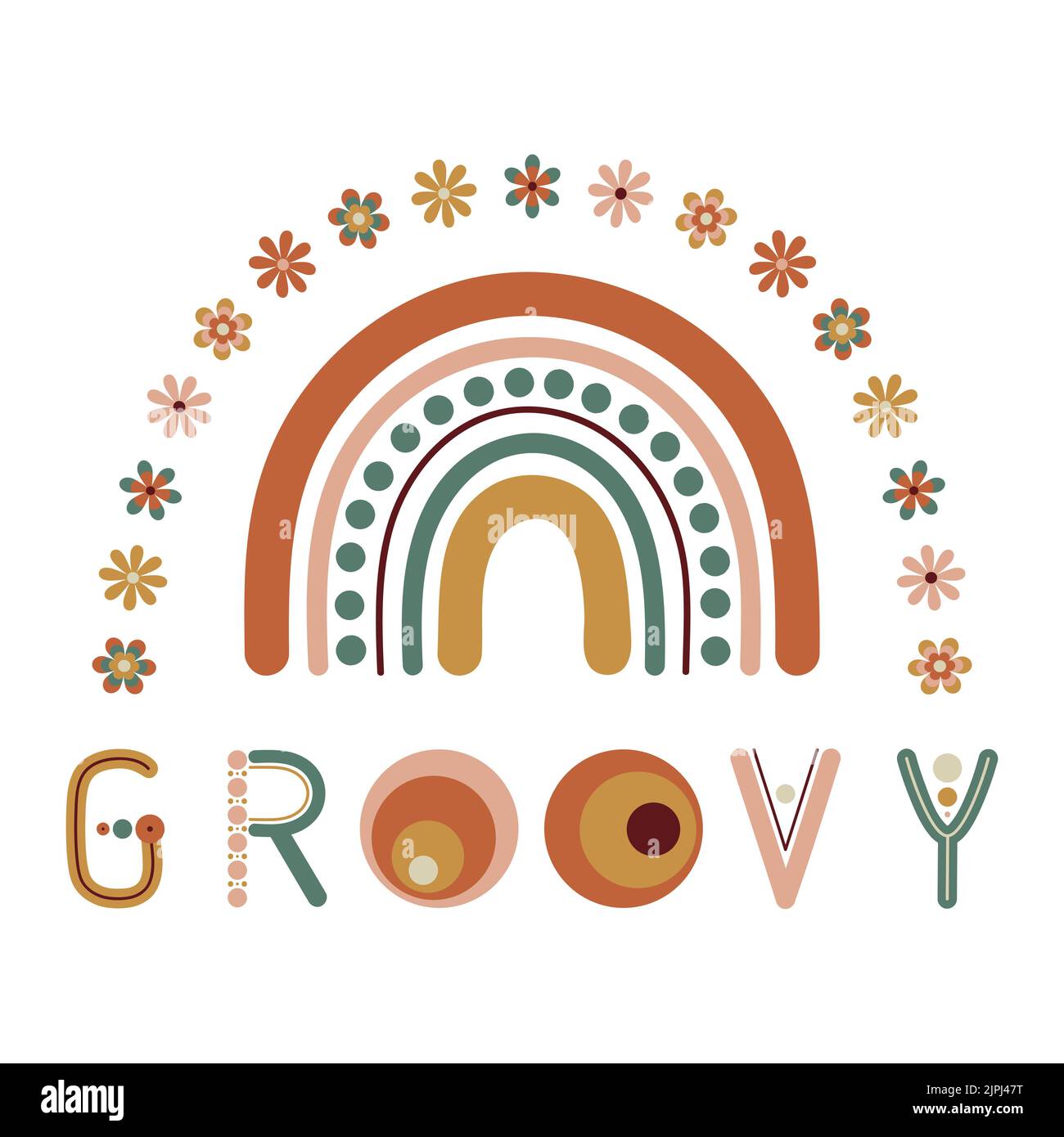Groovy quote 70 s groovy card prints with rainbow letters Printable