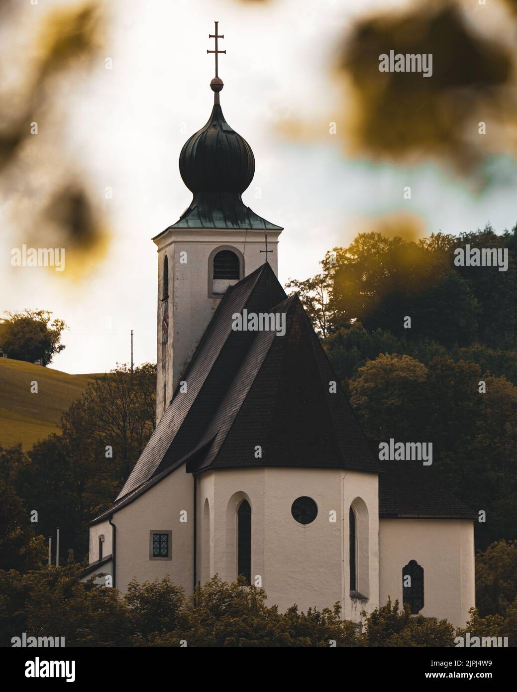 A vertical shot of a patriarchal church at sunset Stock Photo