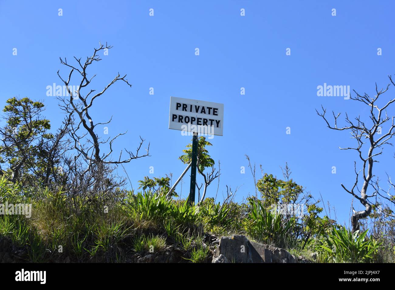 T&R Grand Panneau « Private Property No Trespassing » Avec Piquet De