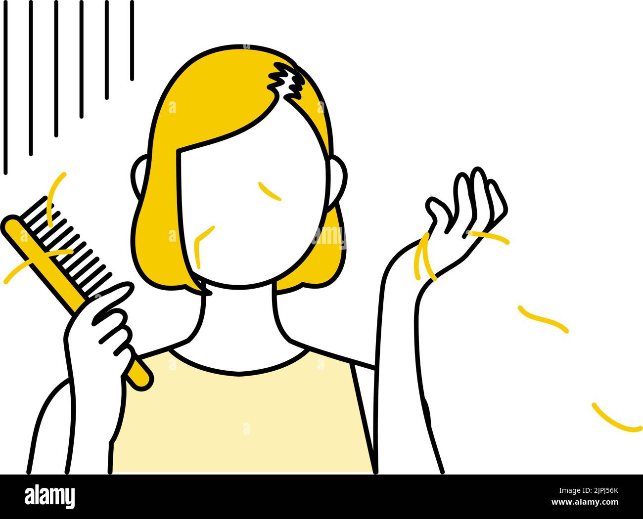 Women shocked by AGA, thinning hair, and hair loss in women Stock Vector