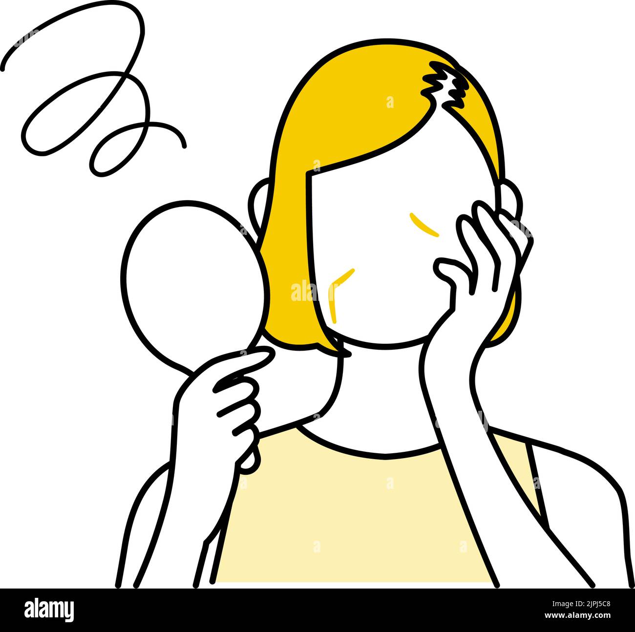 Women who are depressed when they look in the mirror at their AGA, thinning hair, or hair loss Stock Vector