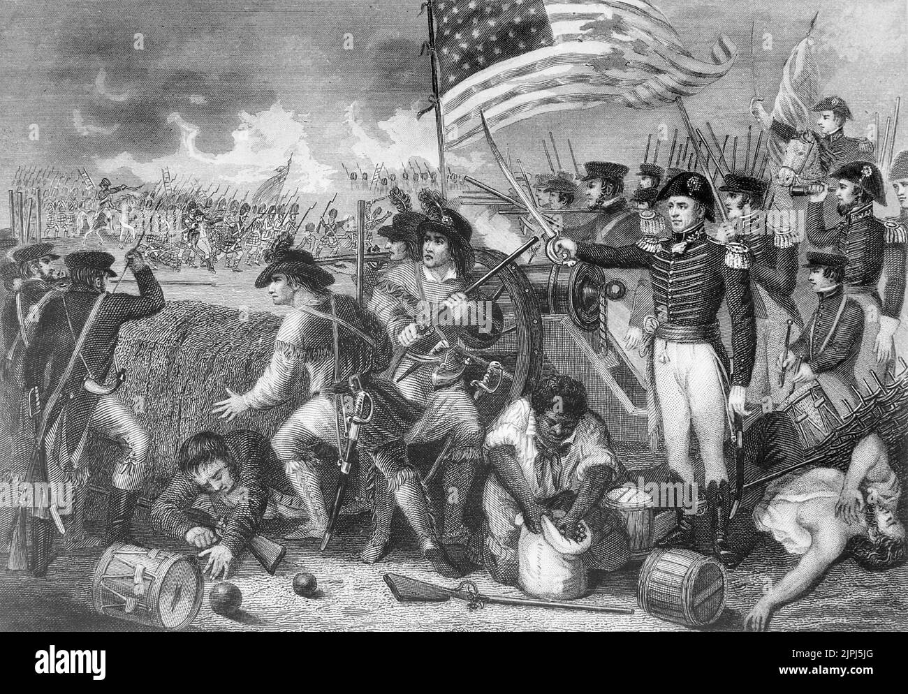 War of 1812. American forces repelled a British assault on New Orleans in January 1815. The battle occurred before news of a peace treaty reached the United States. War of 1812 Stock Photo