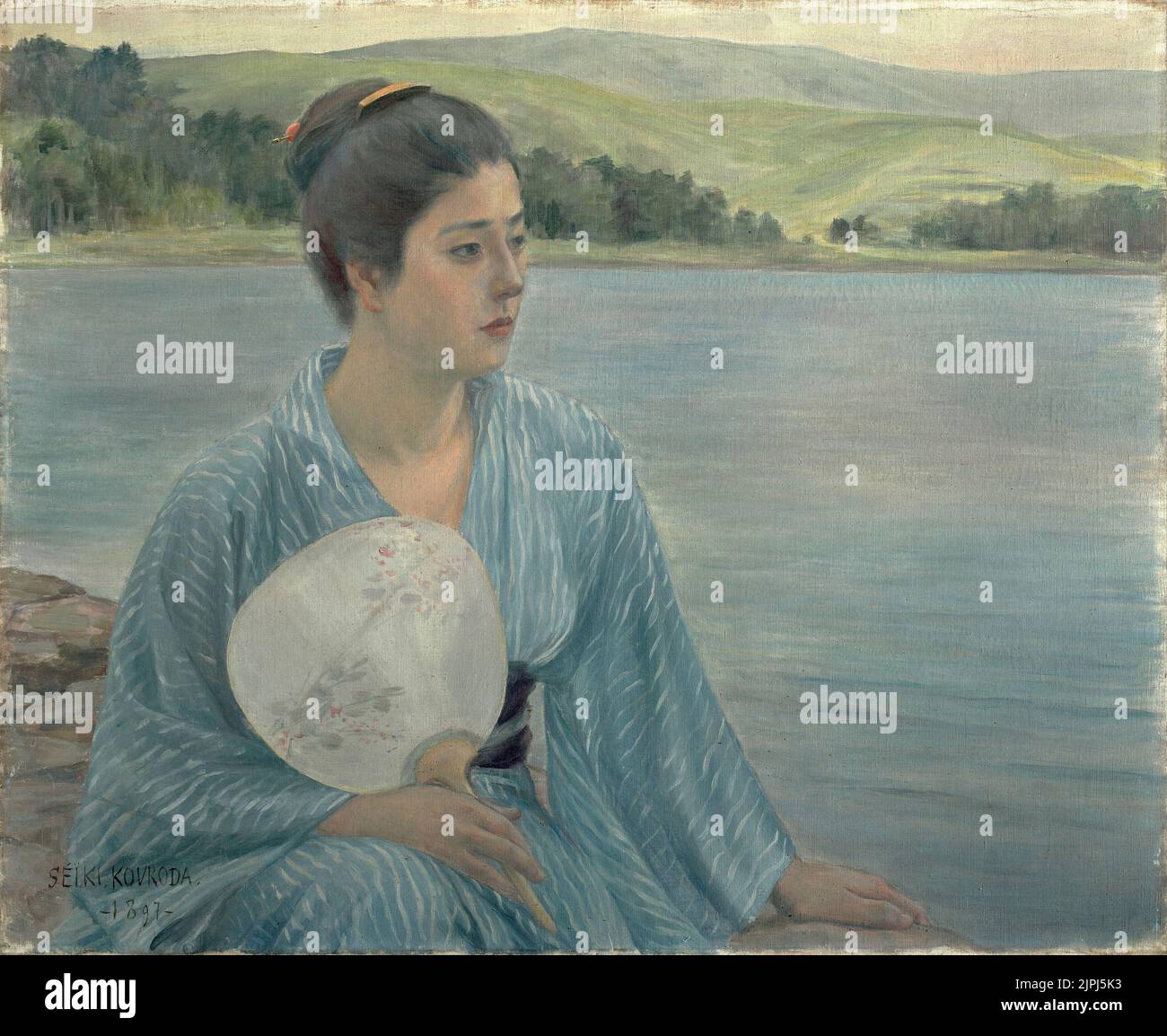 Lakeside, 1897, Painting by Kuroda Seiki Stock Photo