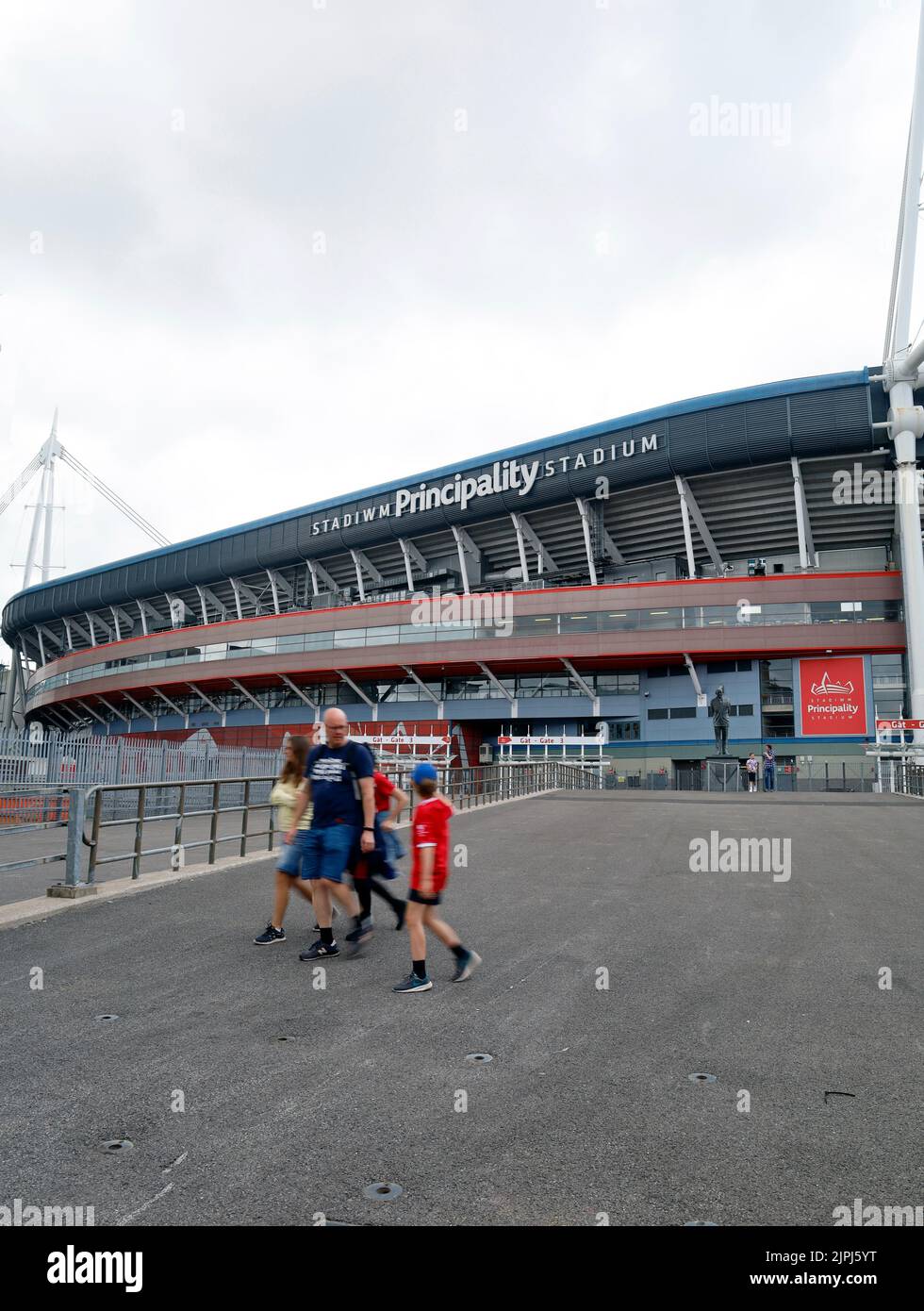 The Principality Stadium, Westgate Street entrance. August 2022. Summer