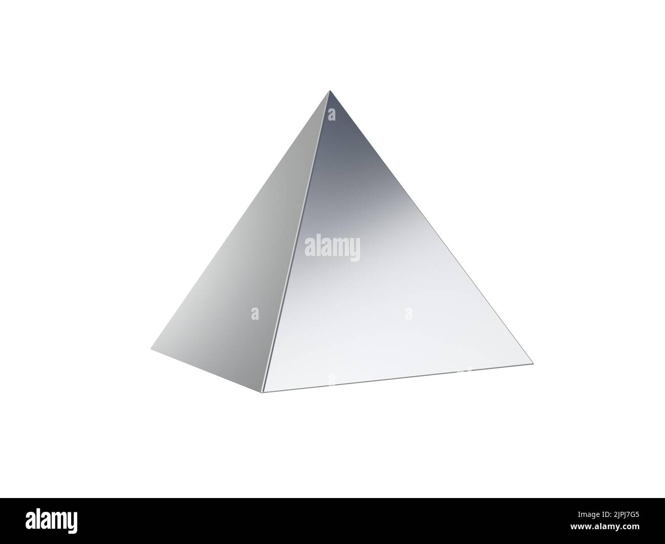 Metal pyramid isolated on white background. 3d illustration. Stock Photo