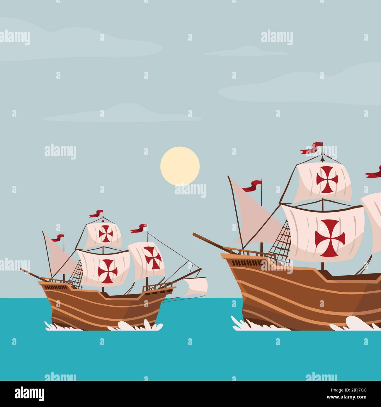 ships-at-sea-columbus-day-stock-vector-image-art-alamy