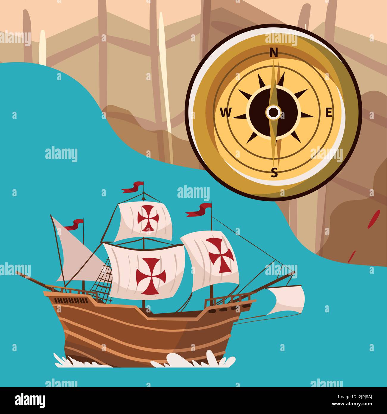 Columbus Day Ship And Compass Stock Vector Image Art Alamy columbus-day-ship-and-compass-stock-vector-image-art-alamy