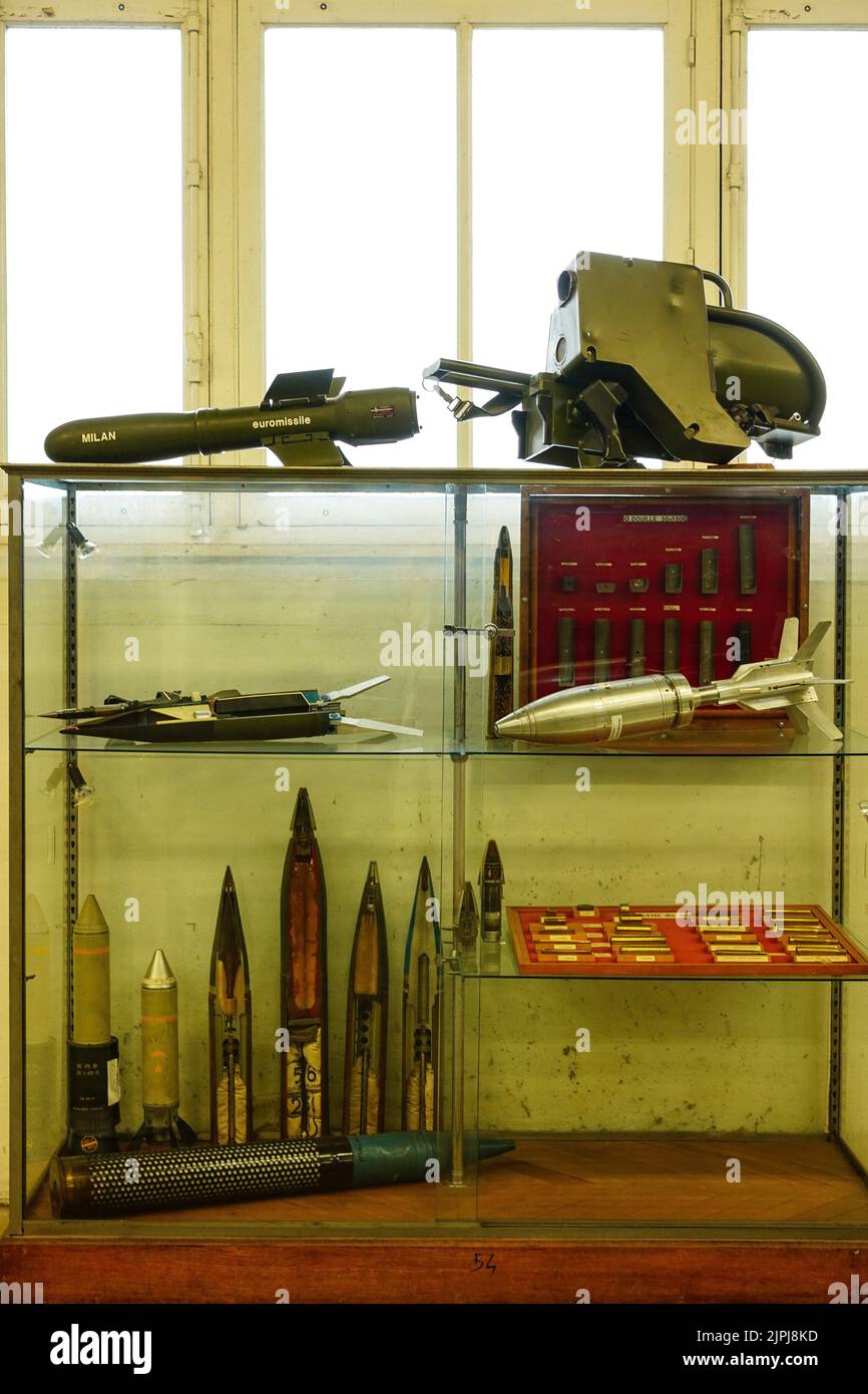 Collection of Ammunitions at musée des Blindes, Saumur, France Stock Photo