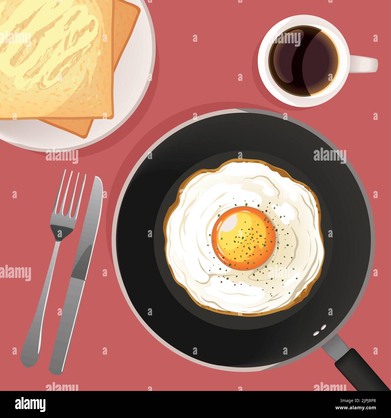 fried egg and breads Stock Vector