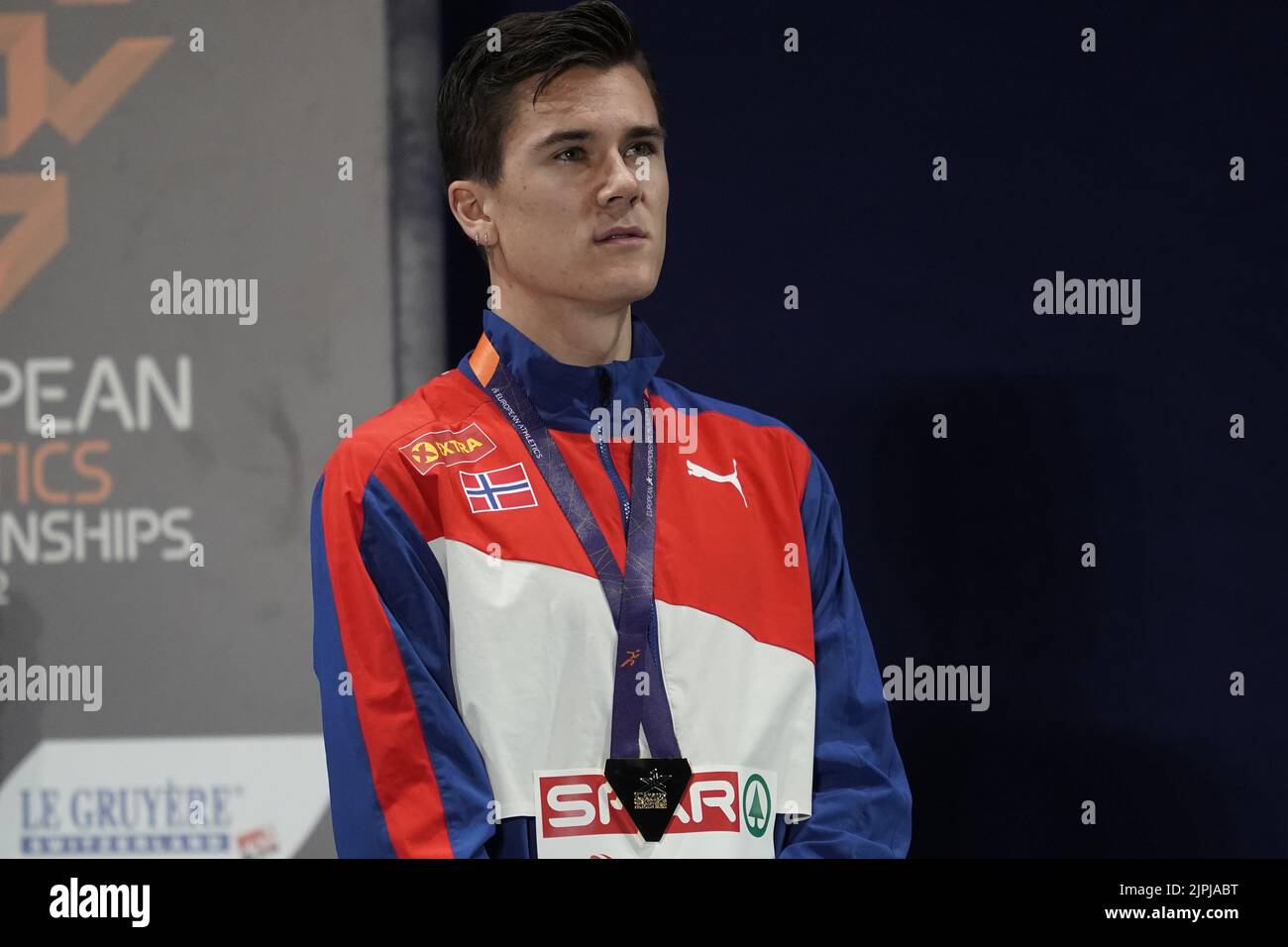 Munich, Germany 20220818.Medal ceremony after Jakob Ingebrigtsen won