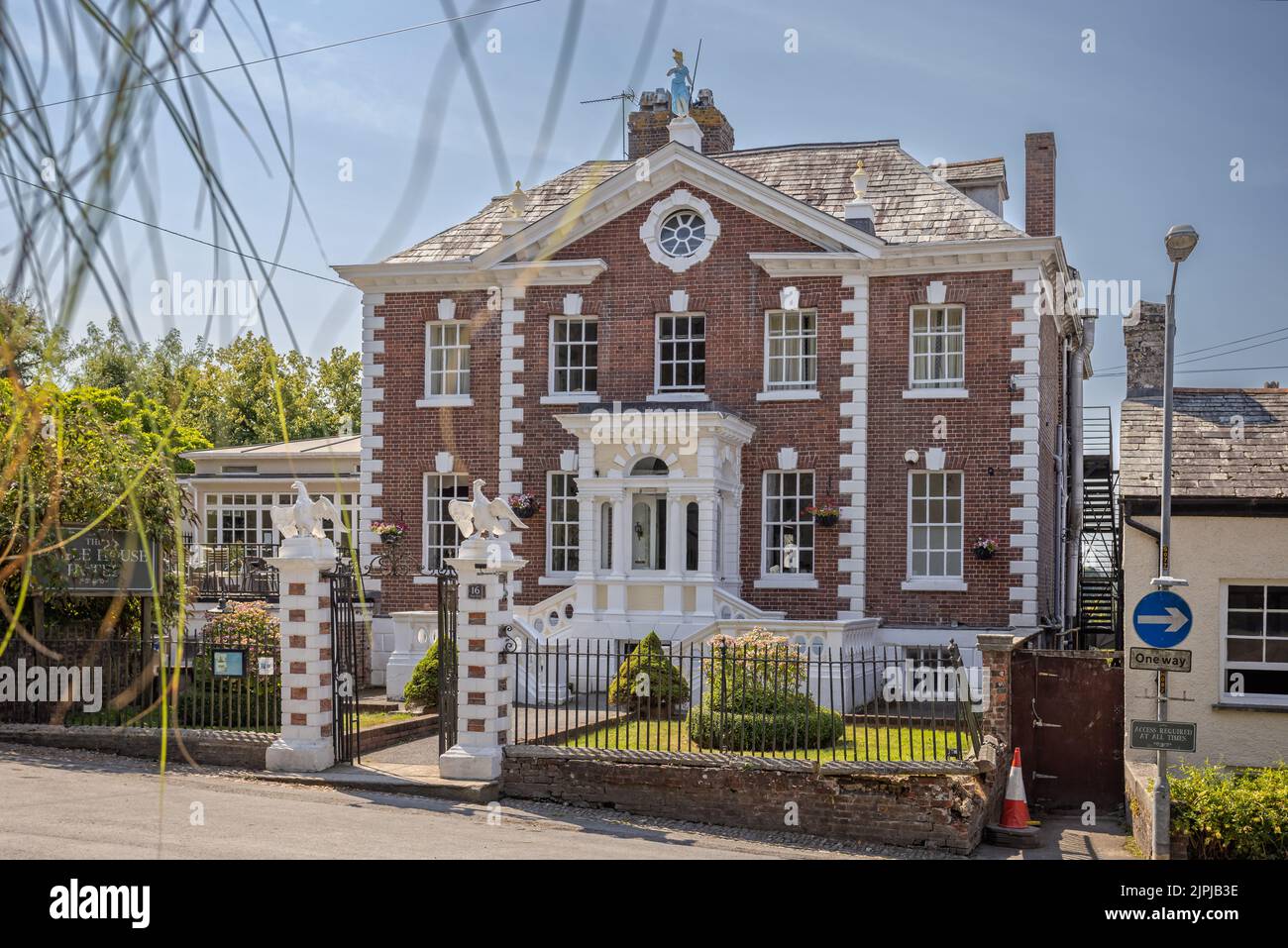 View of the front of The Eagle House Hotel - Georgian building built in 1764 - in Launceston, Cornwall, UK on 13 August 2022 Stock Photo