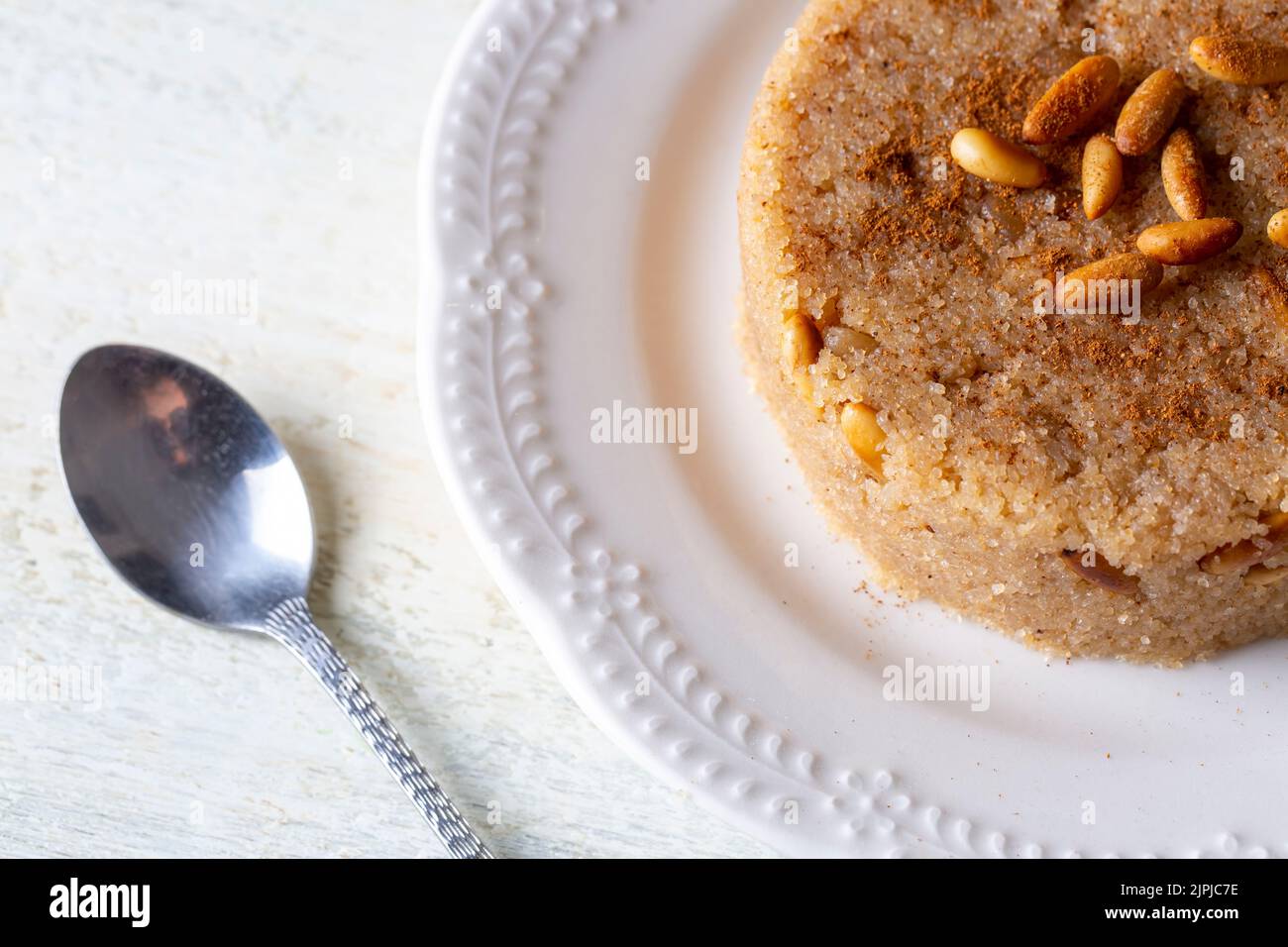 Traditional Turkish desserts; Semolina halva with orange (Turkish name