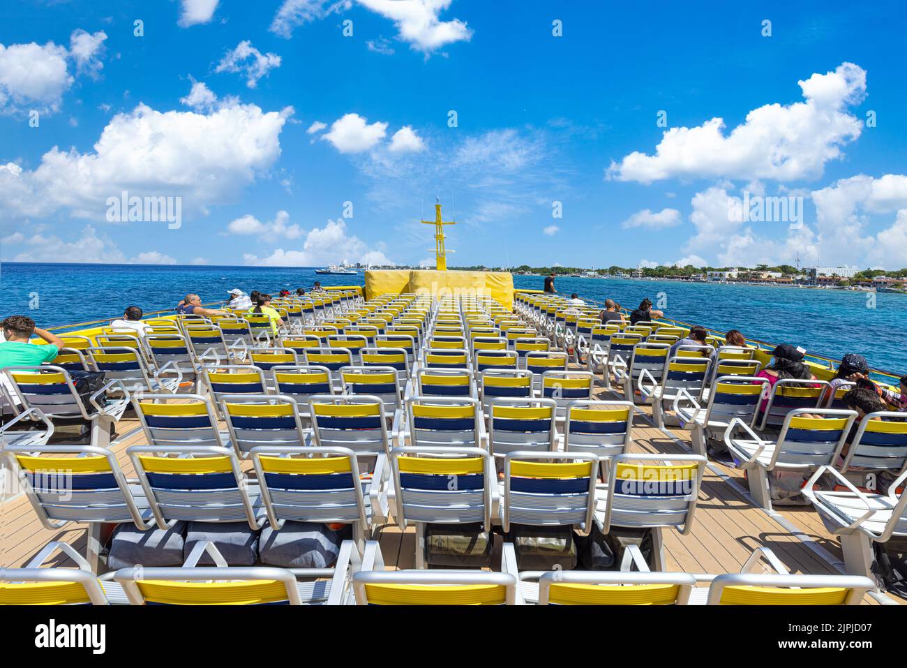 Mexico, Highspeed Cozumel ferry at the terminal Cozumel waiting for