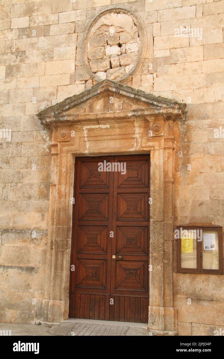 Exterior door of the 20th century Chiesa Nuova (New Church) in Carovigno, Italy Stock Photo
