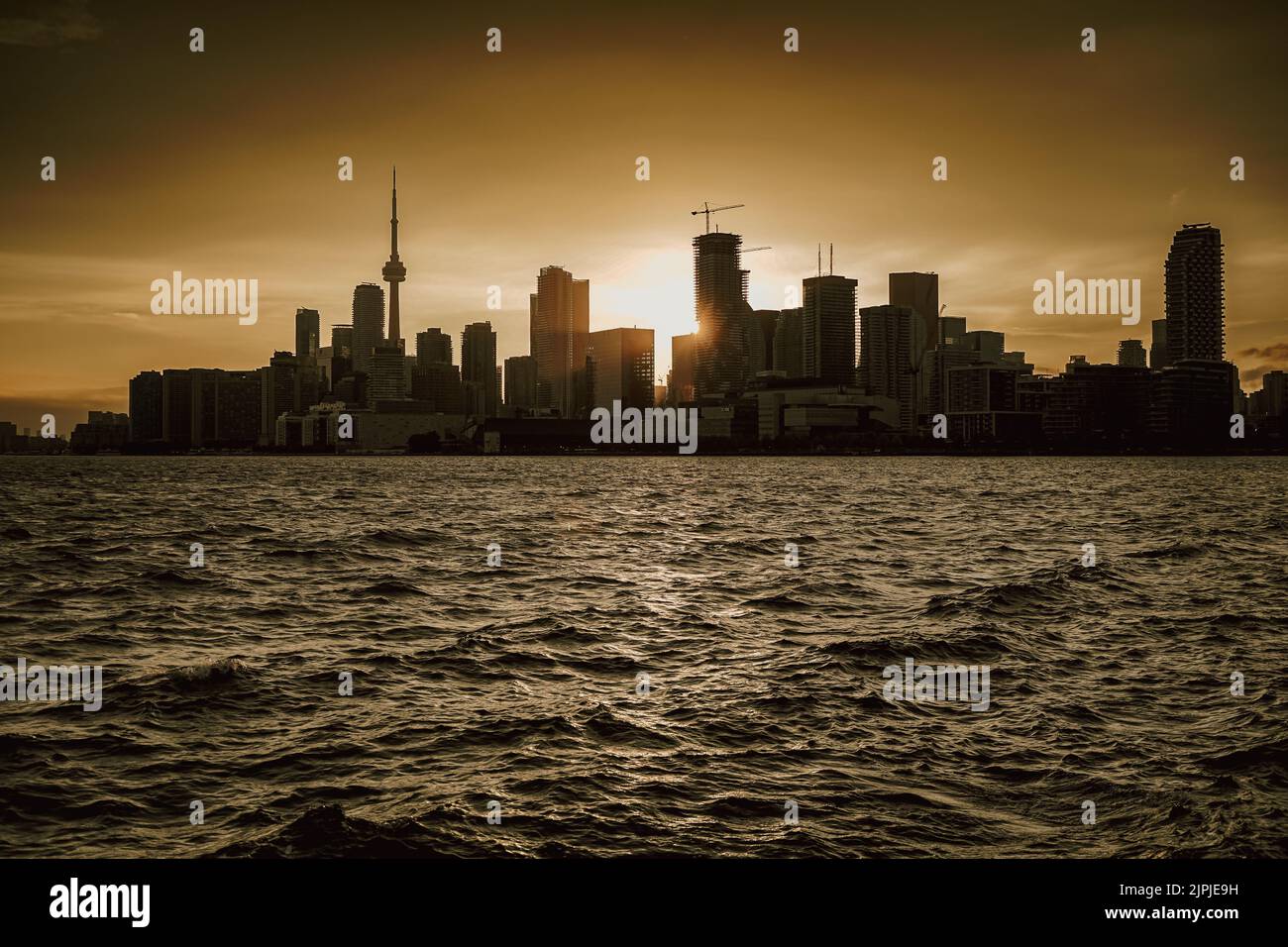sunset golden hour toronto skyline Stock Photo