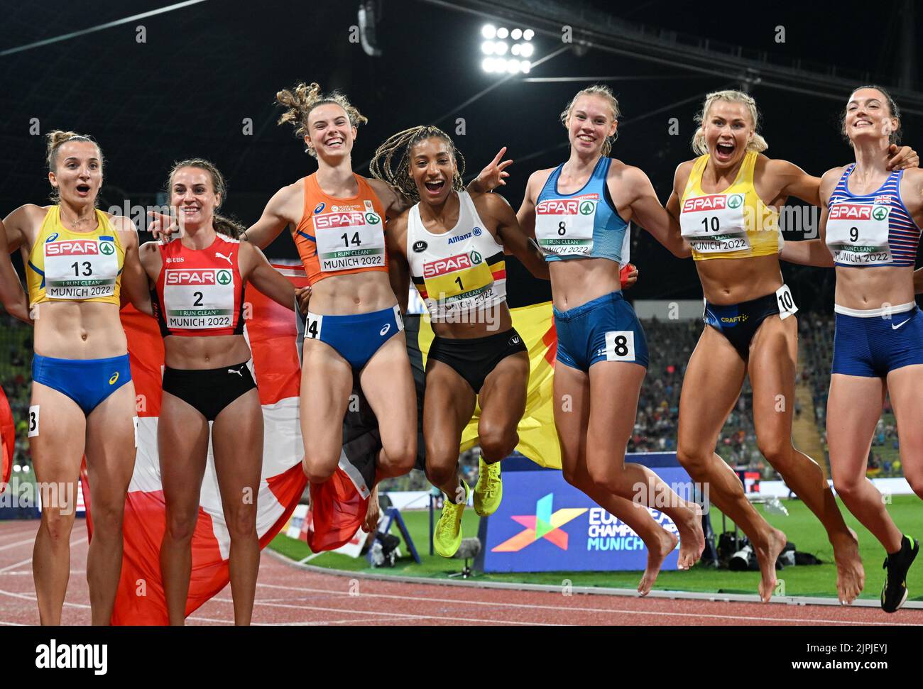 Munich, Germany. 18th Aug, 2022. European Championships, athletics, heptathlon, women, 800m. The