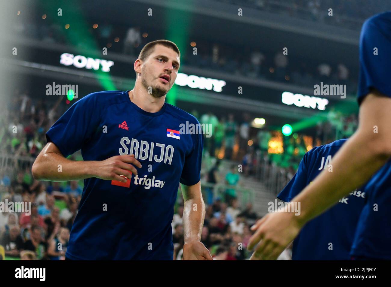Ljubjlana, Slovenia. 17th Aug, 2022. Nikola Jokic of Serbia warms up during the International Friendly basketball between Slovenia and Serbia at Arena Stozice. Credit: SOPA Images Limited/Alamy Live News Stock Photo