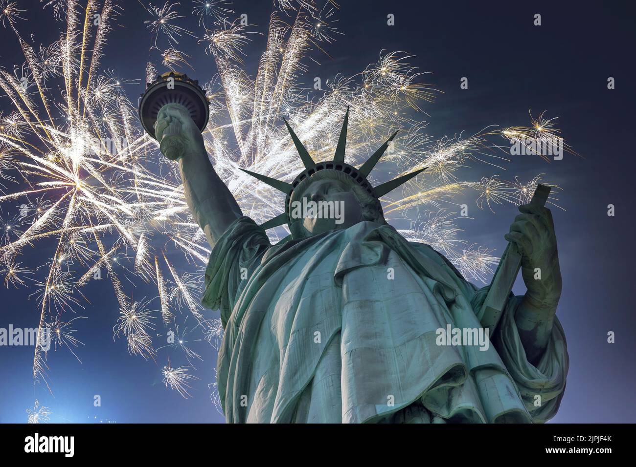 firework display, statue of liberty, firework displays, statue of liberties Stock Photo