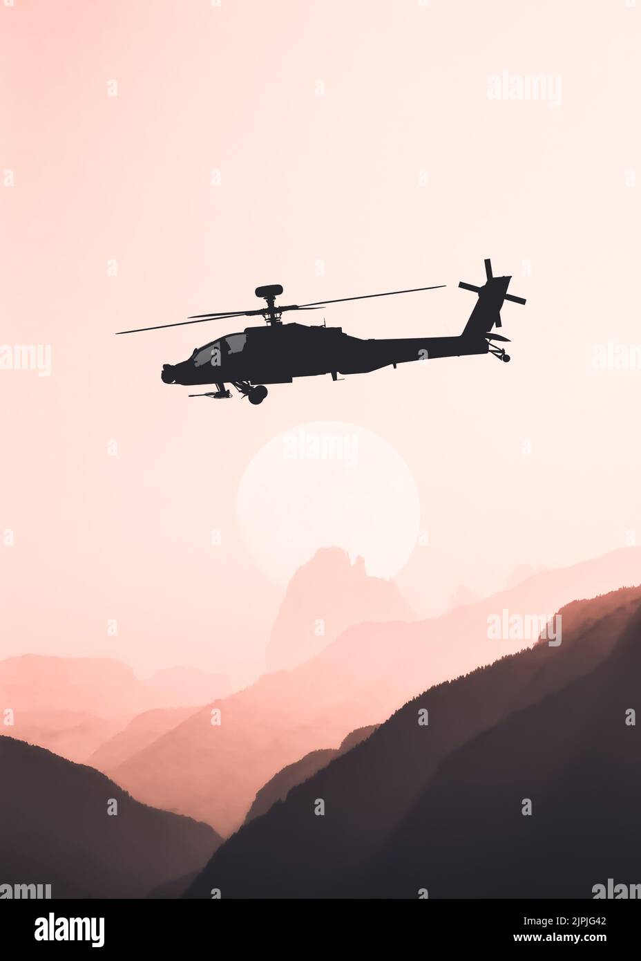 helicopter, kampfhubschrauber, boeing ah-64, militäreinsatz, dystopie, helicopters Stock Photo