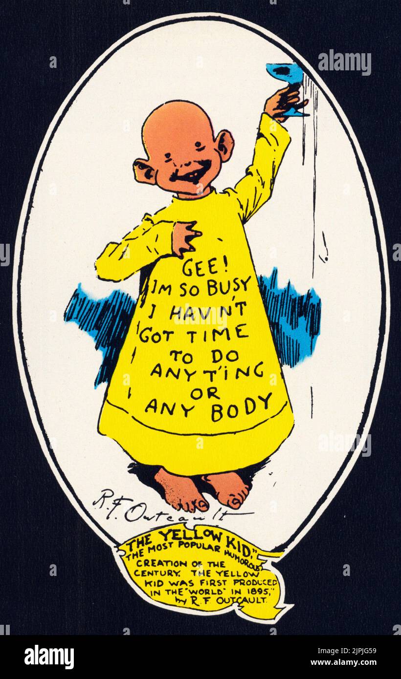 7 july 1895 , born the first COMICS in USA , the YELLOW KID by Richard Felton Outcolt - FUMETTI - FUMETTO - ILLUSTRAZIONE - ILLUSTRATORE  -- disegno --- Archivio GBB Stock Photo