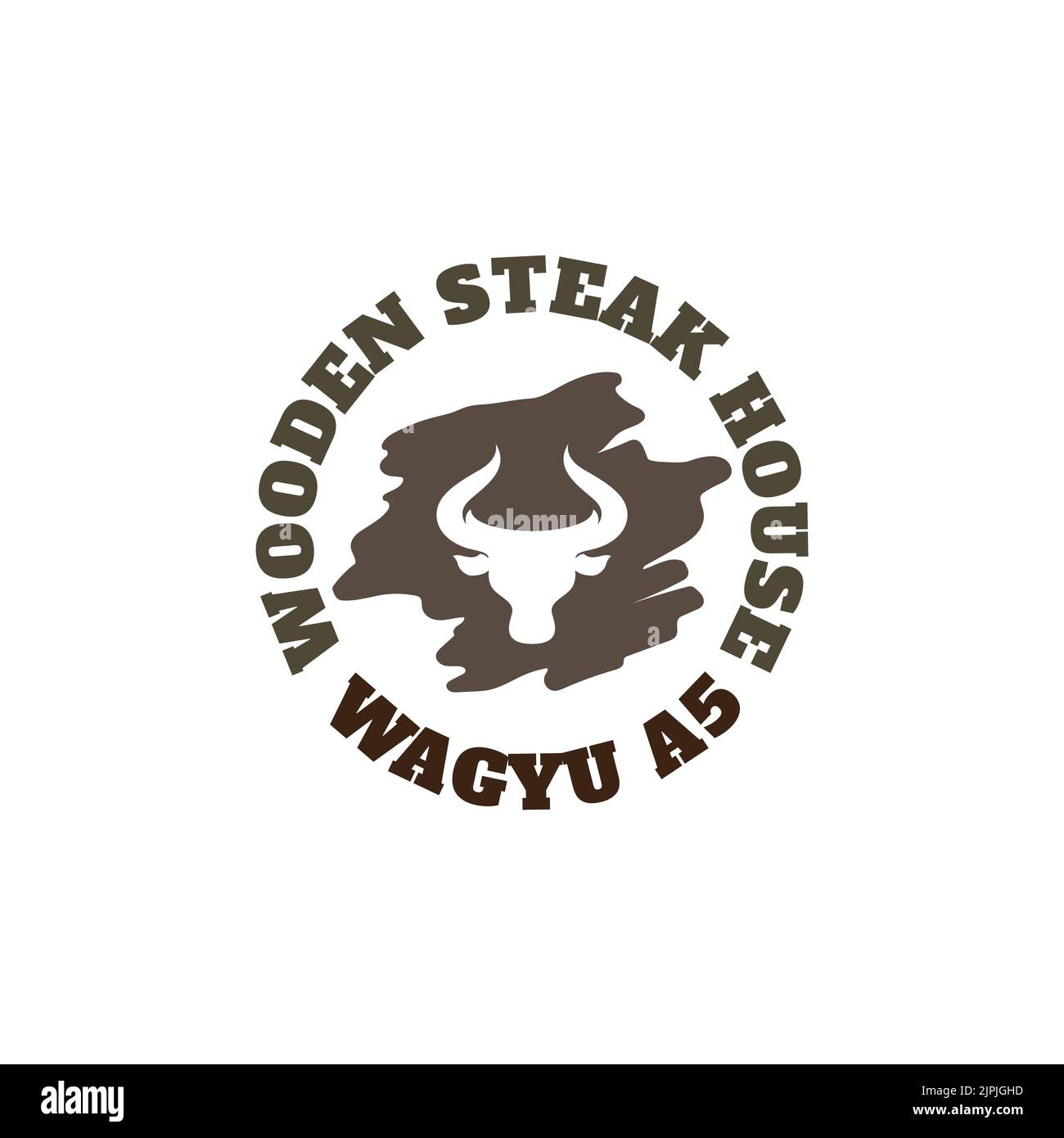 A vector of a brown logo idea for Wooden Steak House on the white ...