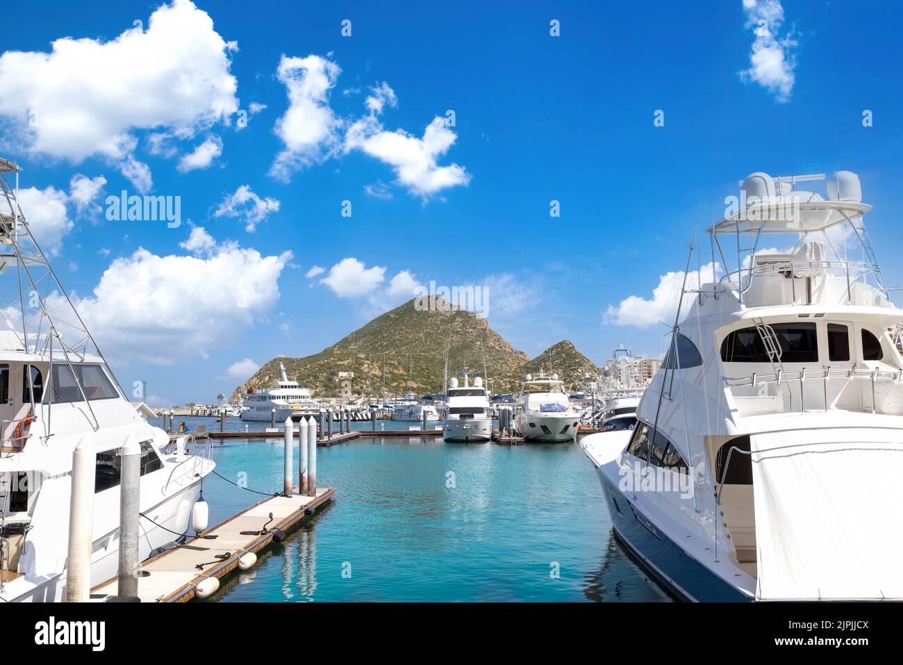 Mexico, marina and yacht club in Cabo San Lucas, Los Cabos, departure point to El Arco and beaches. Stock Photo