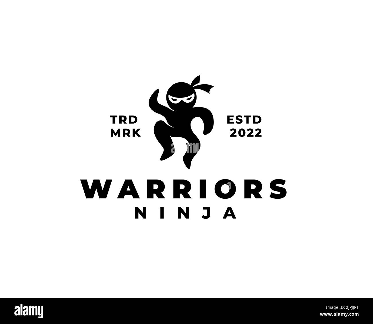 A creative logo with 'Warriors Ninja' text on a white background Stock Vector