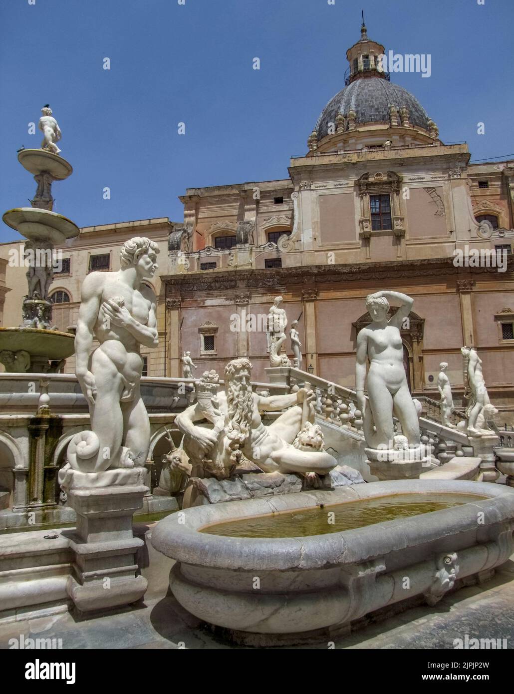 fountain, palermo, fountain figurine, fontana pretoria, fountains