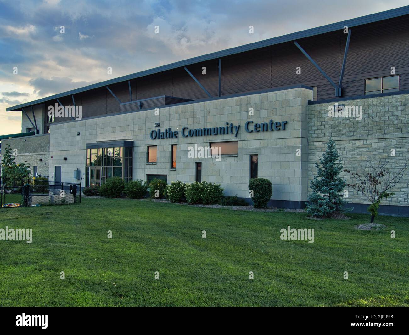 Olathe, Kansas August, 18 2022 Corner angle of the Community Center