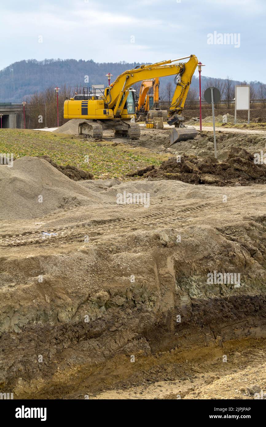 construction site, excavator, earthworks, construction sites, site ...