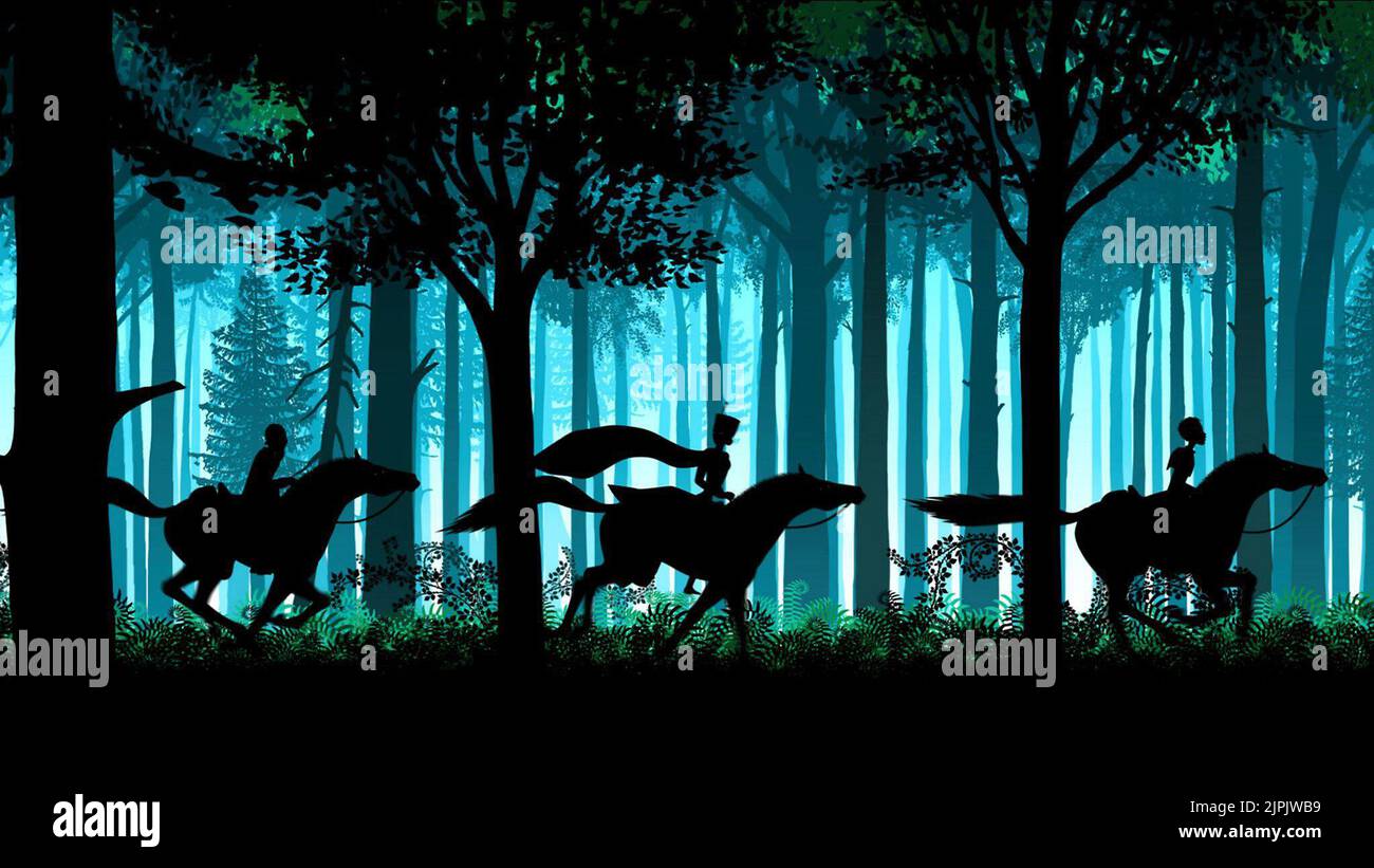 HORSE RIDING SCENE, TALES OF THE NIGHT, 2011 Stock Photo