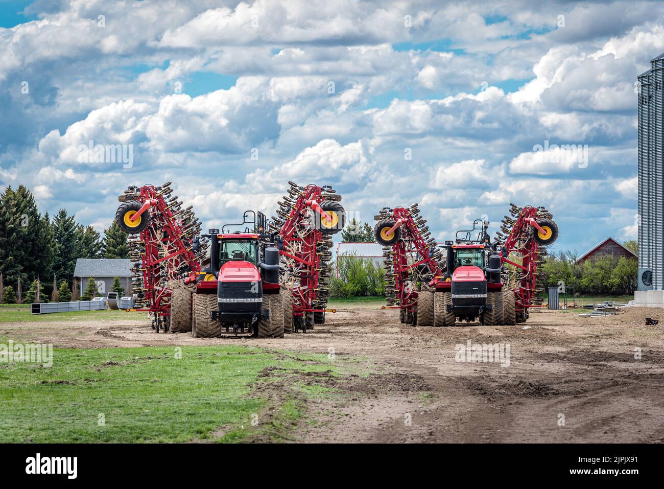 Wymark, SK, Canada May 28, 2022 Case air drills used for seeding
