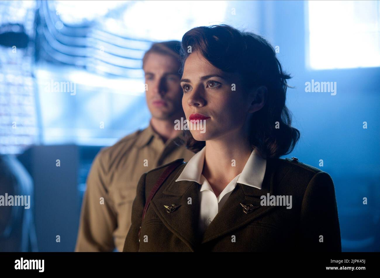 CHRIS EVANS, HAYLEY ATWELL, CAPTAIN AMERICA: THE FIRST AVENGER, 2011 Stock Photo